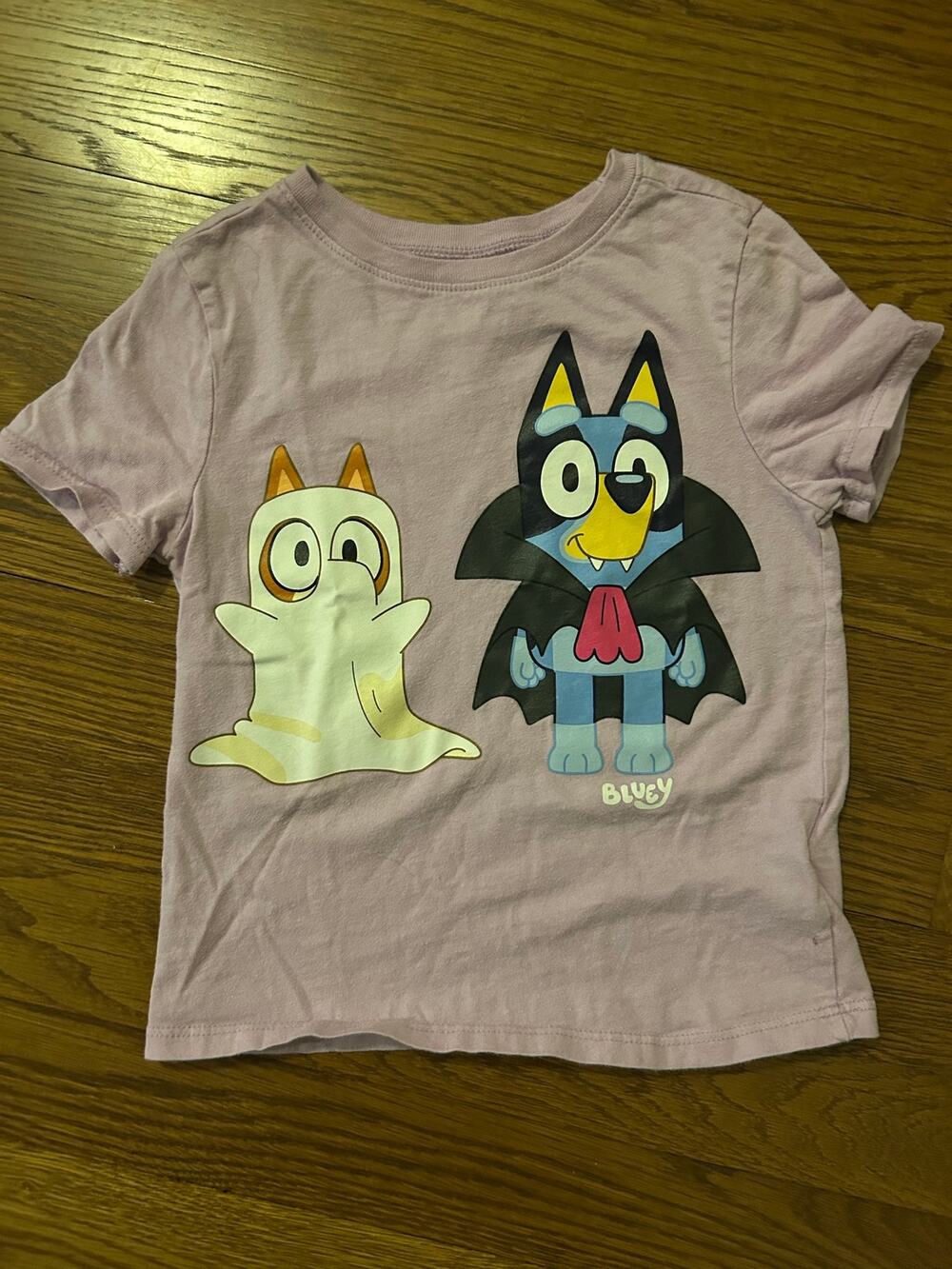 Bluey Halloween Short Sleeve T Shirt 4T Heather Gray Purple Spooky Vampire Ghost